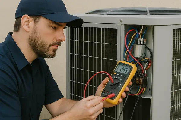 an air conditioning technician using a ac current meter from Air Conditioning Repair West Lake in West Lake Hills, TX - Residential Air Conditioning Repair